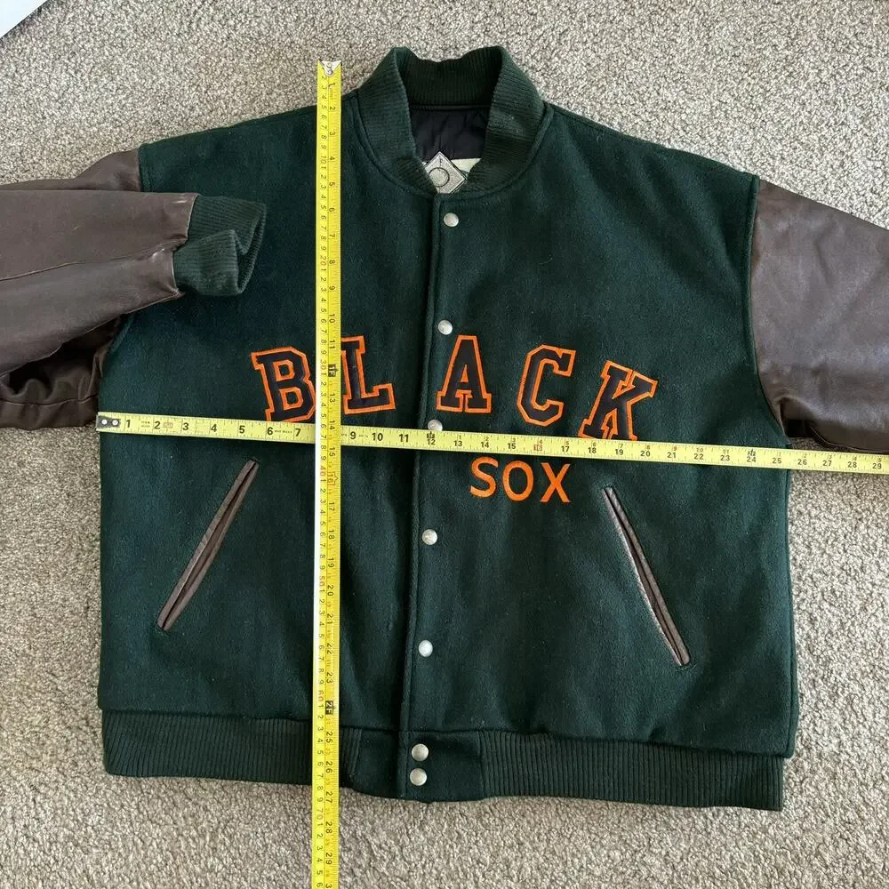 Vintage Chicago Black Sox Varsity Jacket Wool MLB Bomber White Mens XL 90s Green